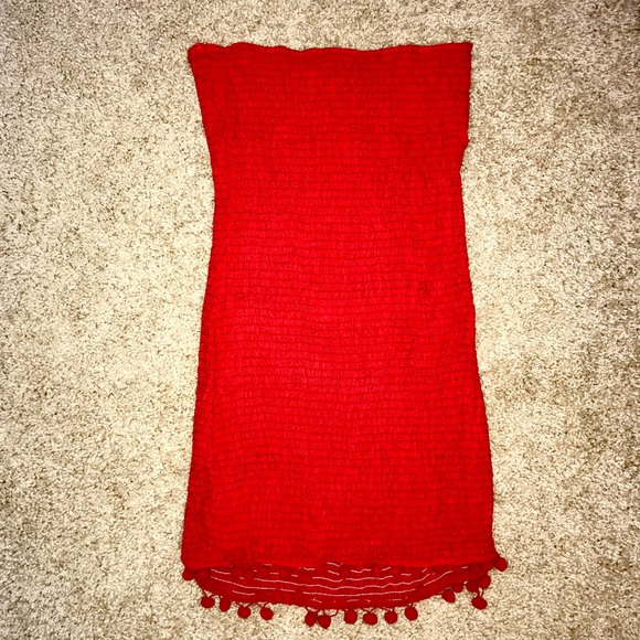 Wild Honey Smocked Tubetop Dress with Poms - Picture 2 of 3